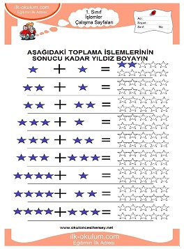 Çocuklar İçin toplam işlemi yaprak testleri 